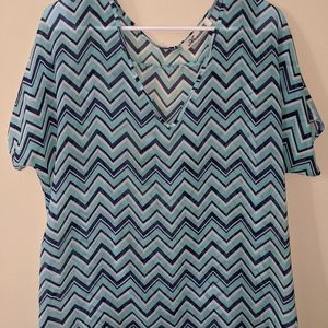 Navy and blue Chevron blouse